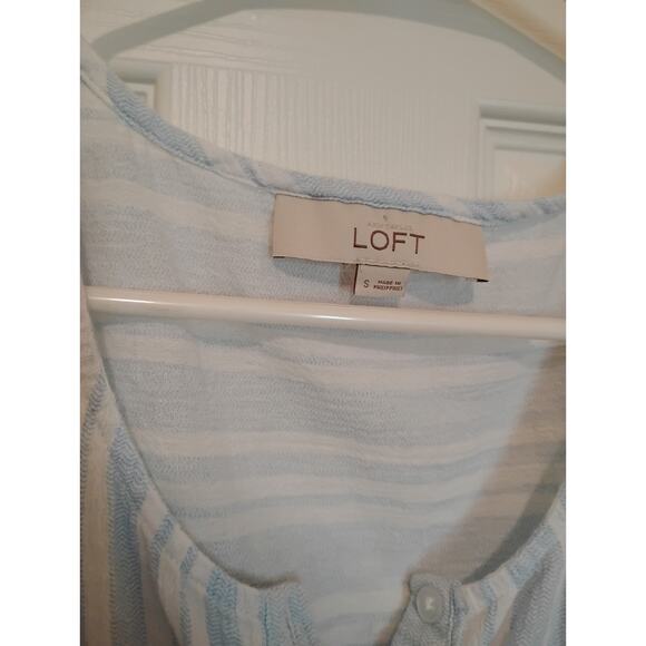 Blue White Striped Sleeveless Blouse Tank Top Cotton Ann Taylor Loft Size Small - Picture 3 of 5